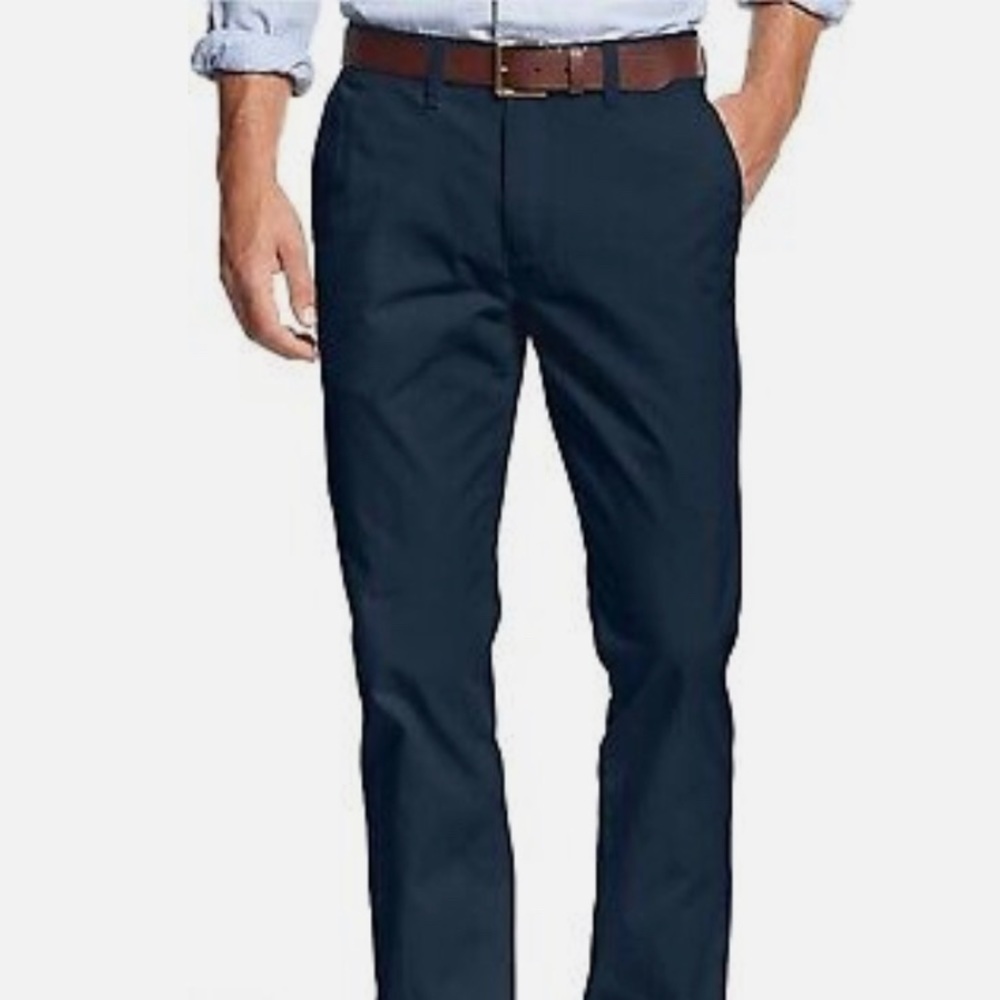 Tommy Hilfiger Men's Flat Front Chino Pants Masters Navy 40W 32L